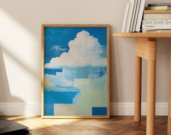 Surrealist Cloud Painting, Abstract Minimalist Nursery Decor
