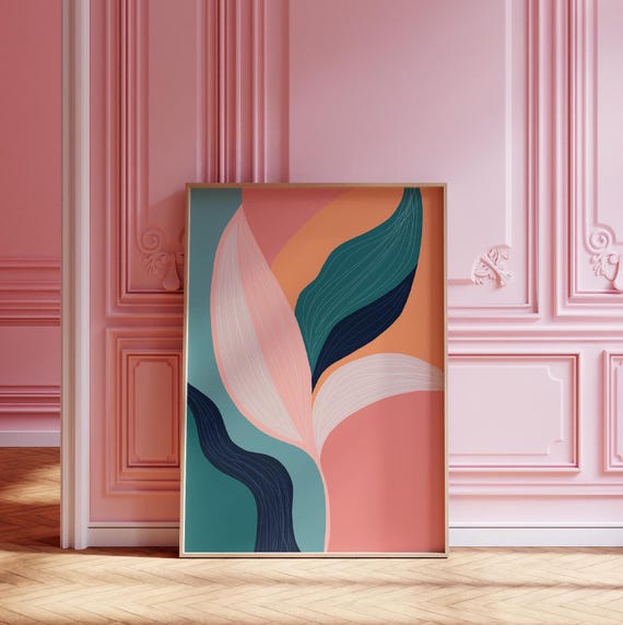 Abstract Leaves Art Print Modern Botanical Wall Decor
