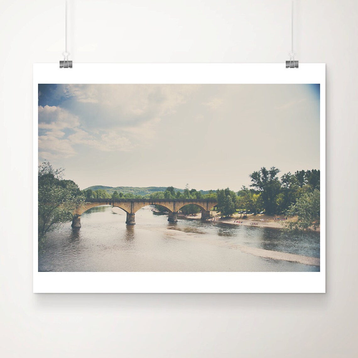 Dordogne France Stone Bridge River Landscape Photography Poster