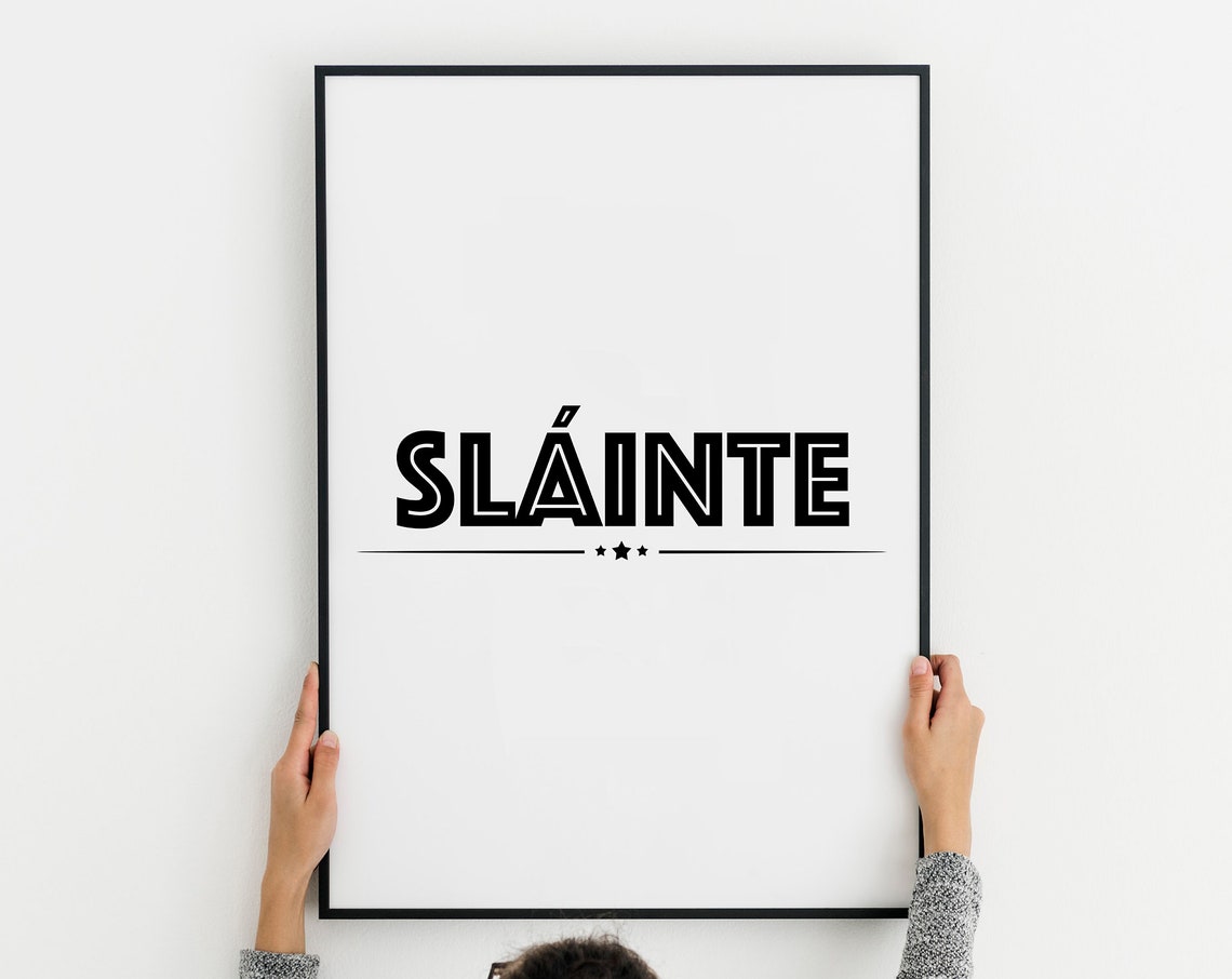 Slainte Irish Toast Minimalist Black and White Typography Poster - Image 2