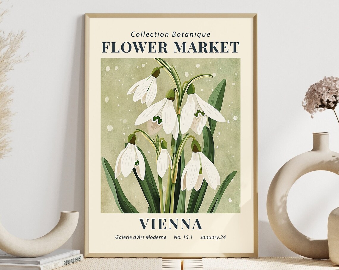 Vienna Flower Market Spring Snowdrop Travel Poster - Image 8