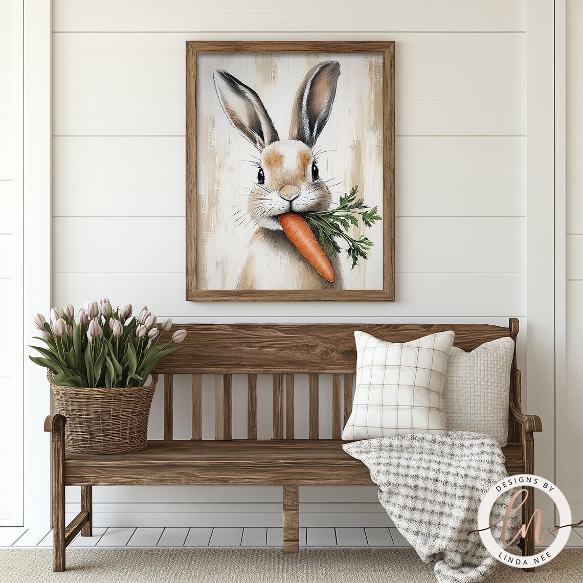 Easter Rabbit Carrot Vintage Poster, Cottagecore - Image 3
