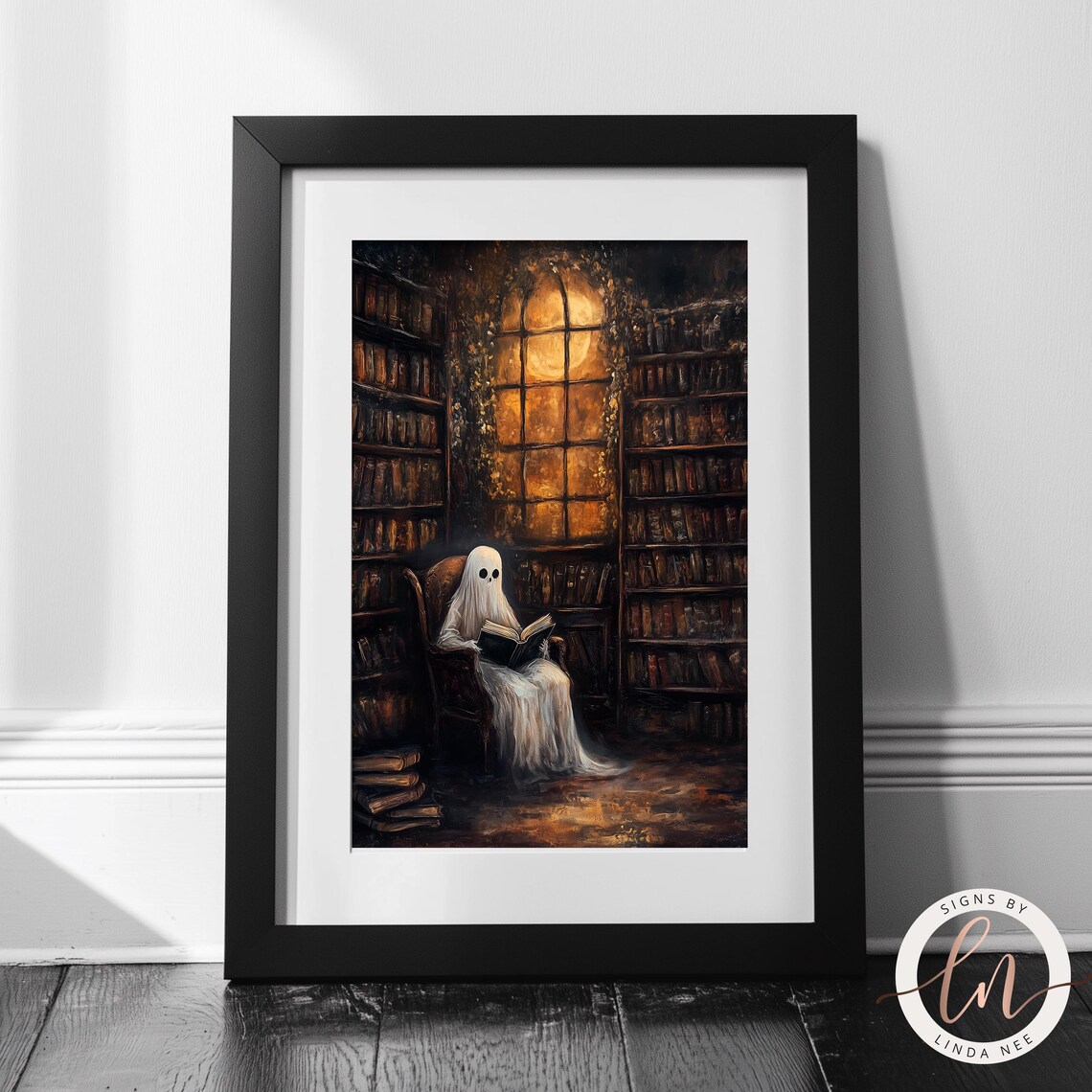 Vintage Library Ghost, Dark Academia Spooky Poster - Image 4