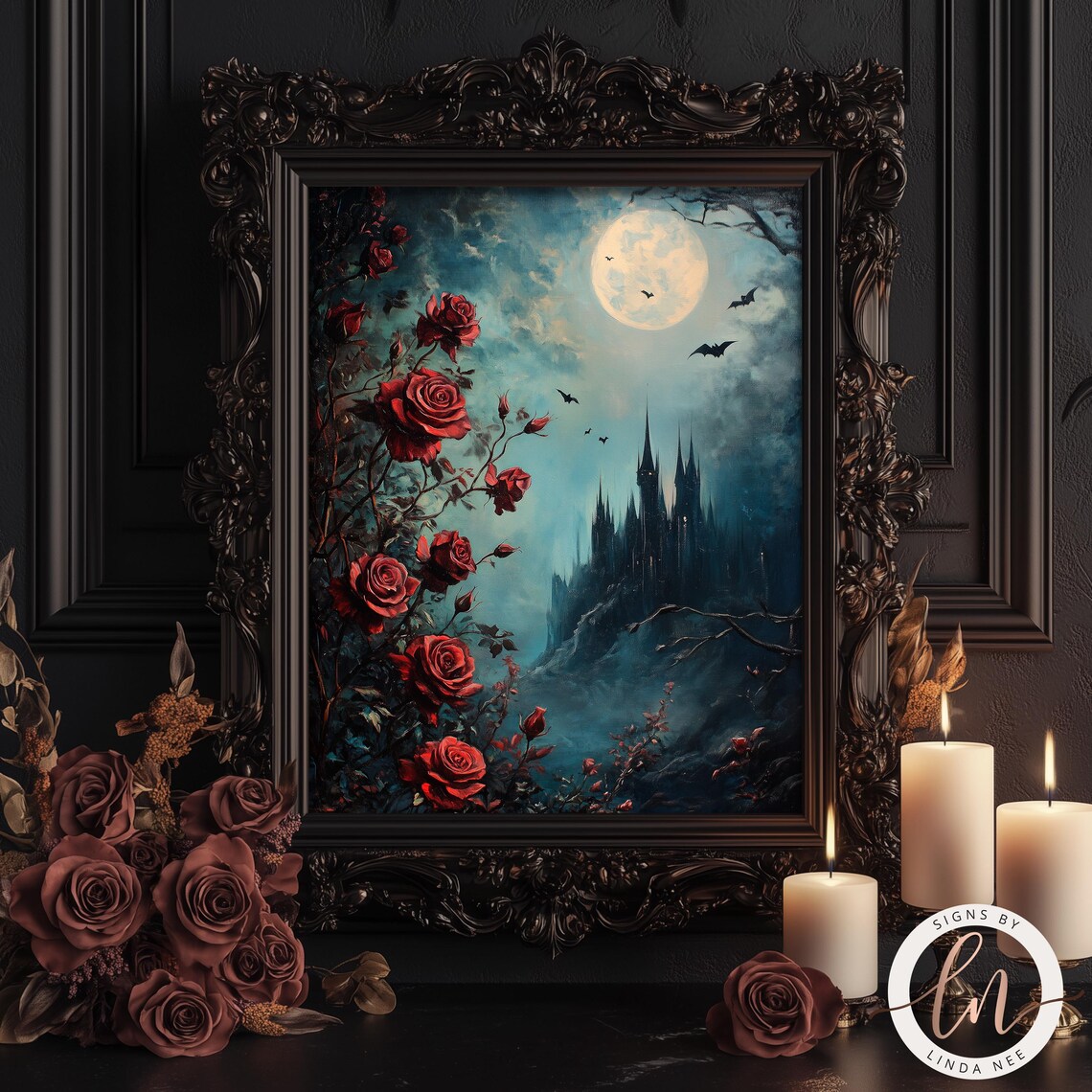 Gothic Castle Art Print, Dark Academia Vintage - Image 3
