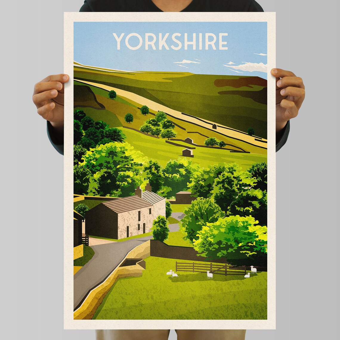 Yorkshire Dales Travel Poster, English Countryside