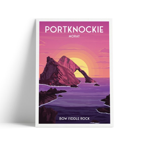 Portknockie Print, Bow Fiddle Rock Scotland