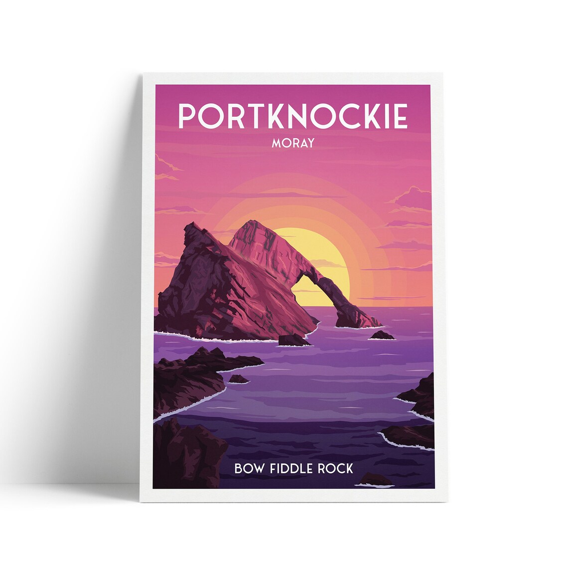 Portknockie Print, Bow Fiddle Rock Scotland