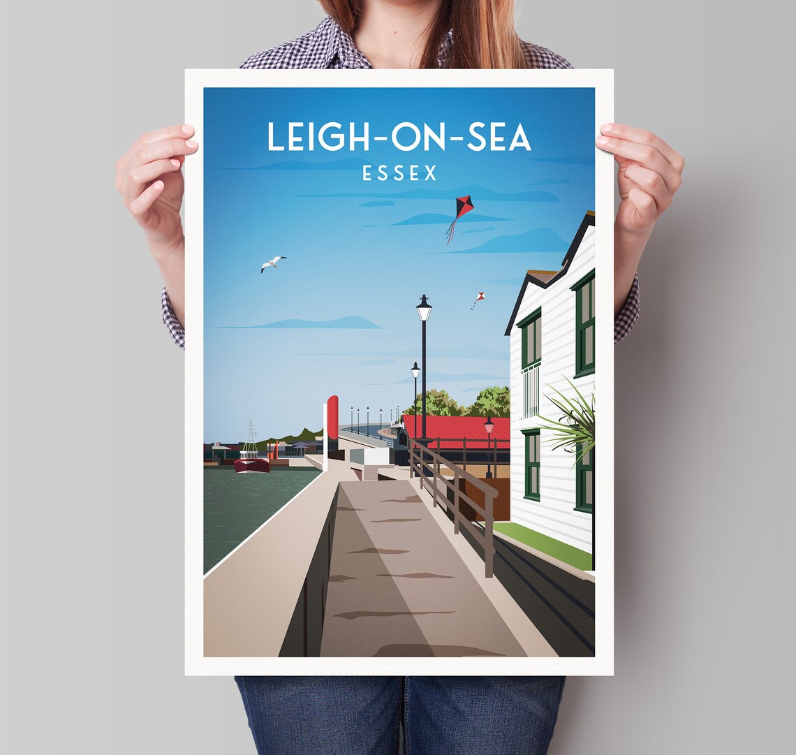 Leigh On Sea Essex England Pier Vintage Seaside Travel Poster
