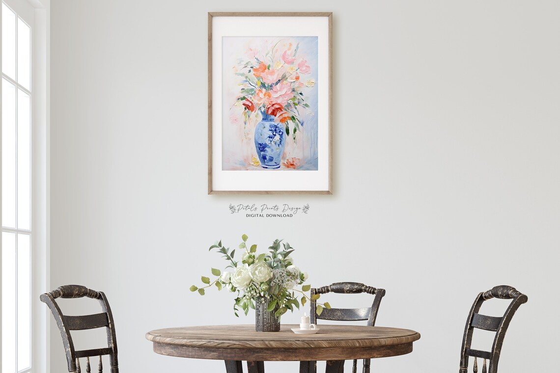 Flower Bouquet Vintage Oil Painting Art Print - Image 2