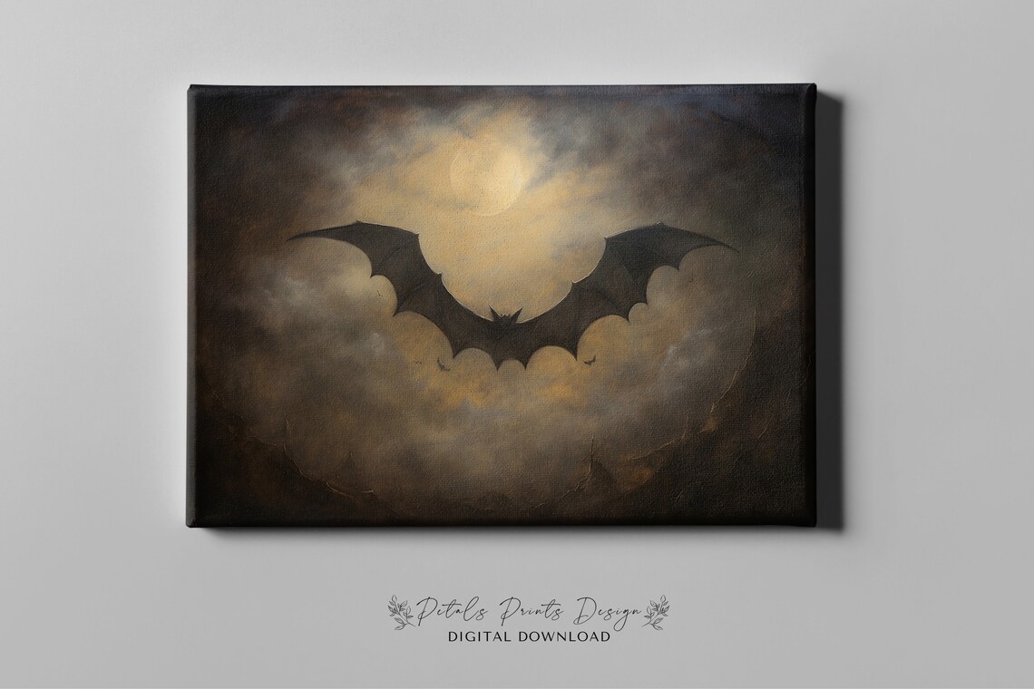 Vintage Bat Halloween Print, Rustic Decor - Image 4