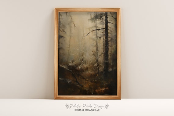 Halloween Webbing Rustic Vintage Style Art Print