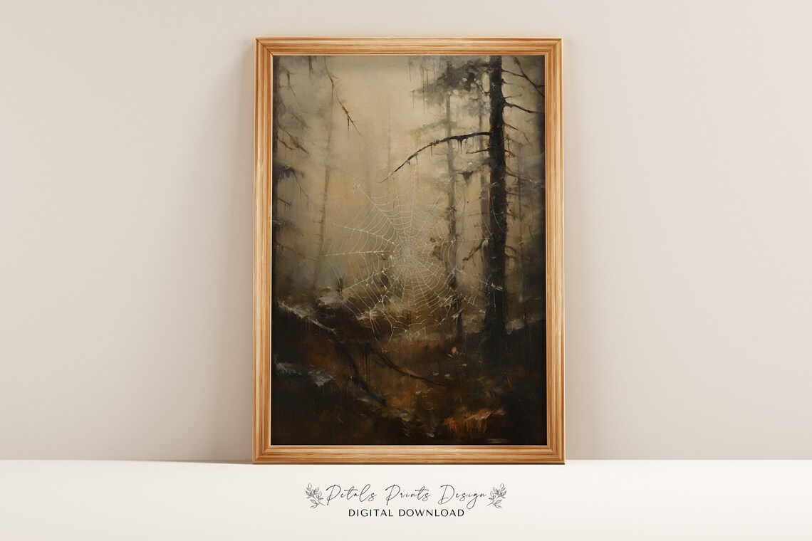 Halloween Webbing Rustic Vintage Style Art Print