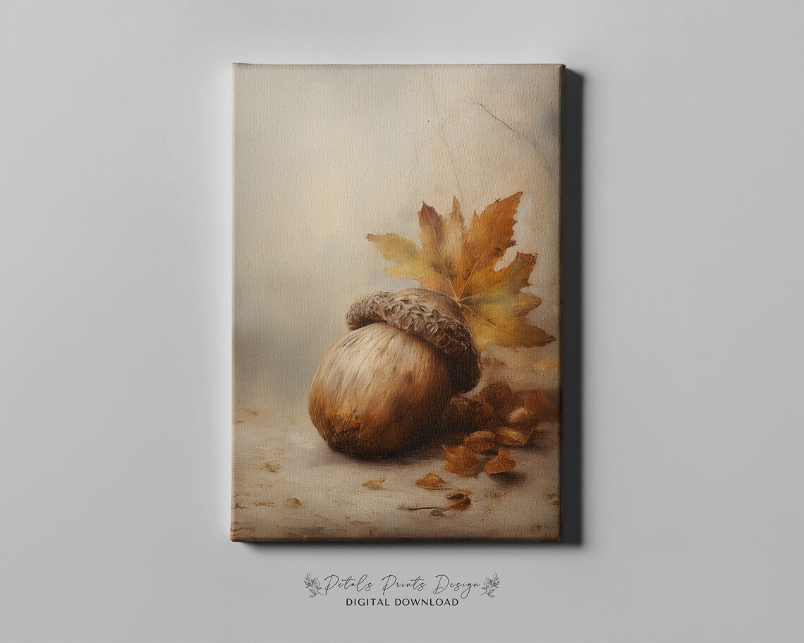 Acorn Still Life Painting, Rustic Fall Art Print - Image 4