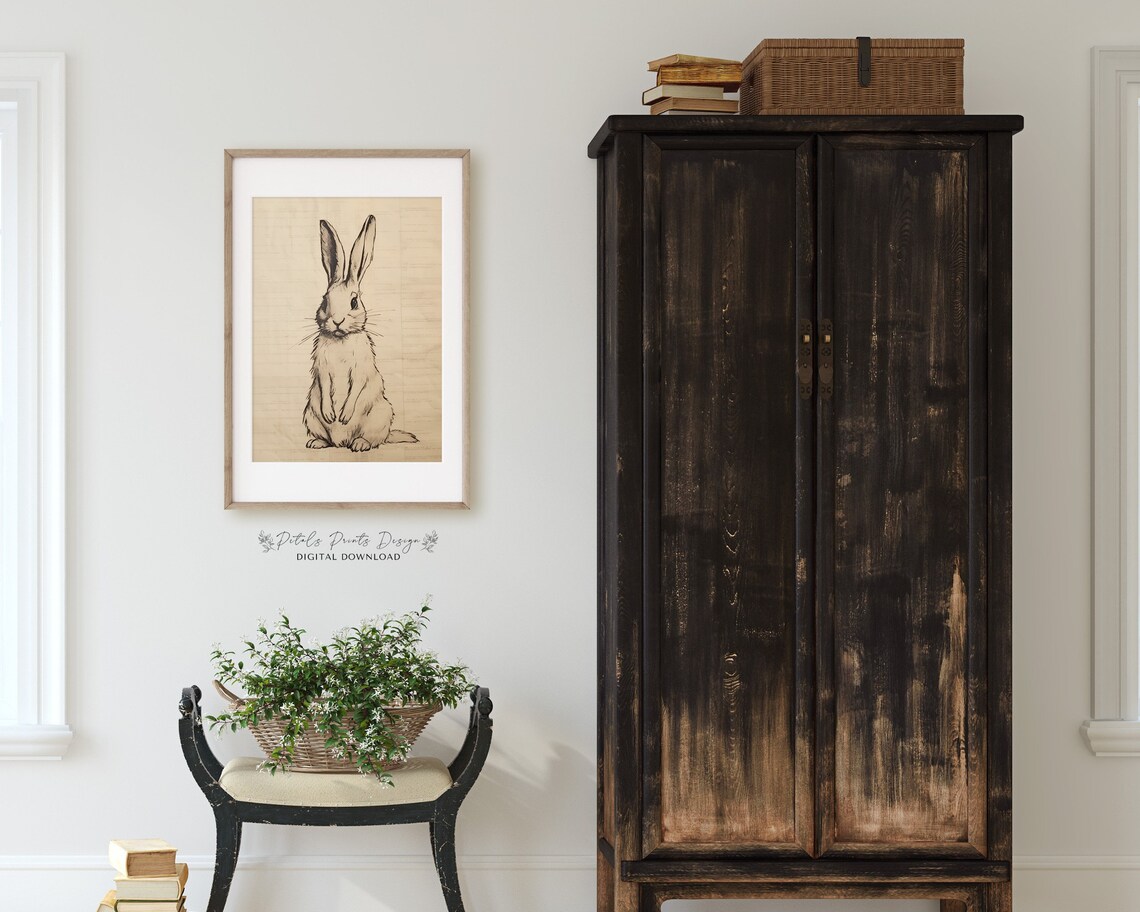 Vintage Rabbit Spring Poster, Rustic Easter Decor - Image 2