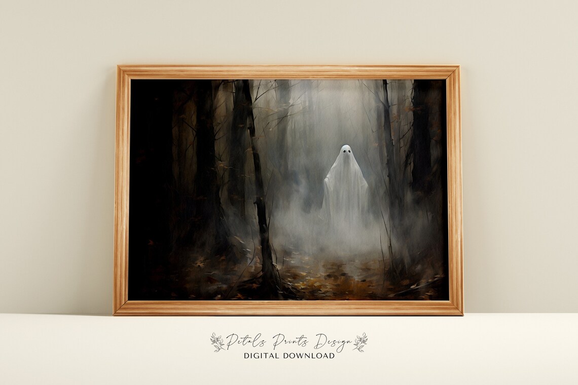 Halloween Ghost Vintage Style Wall Art Print
