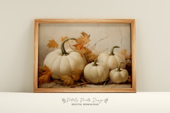 Vintage Pumpkin Still Life Painting Poster Print
