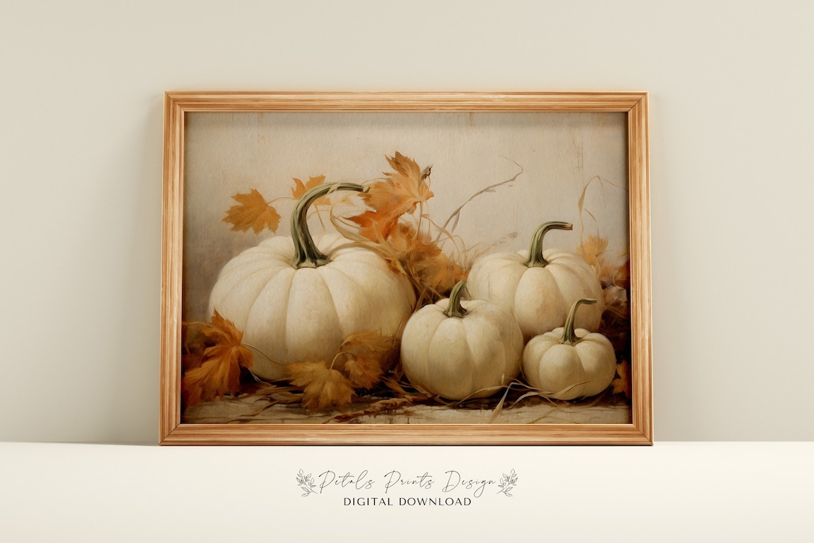 Vintage Pumpkin Still Life Painting Poster Print