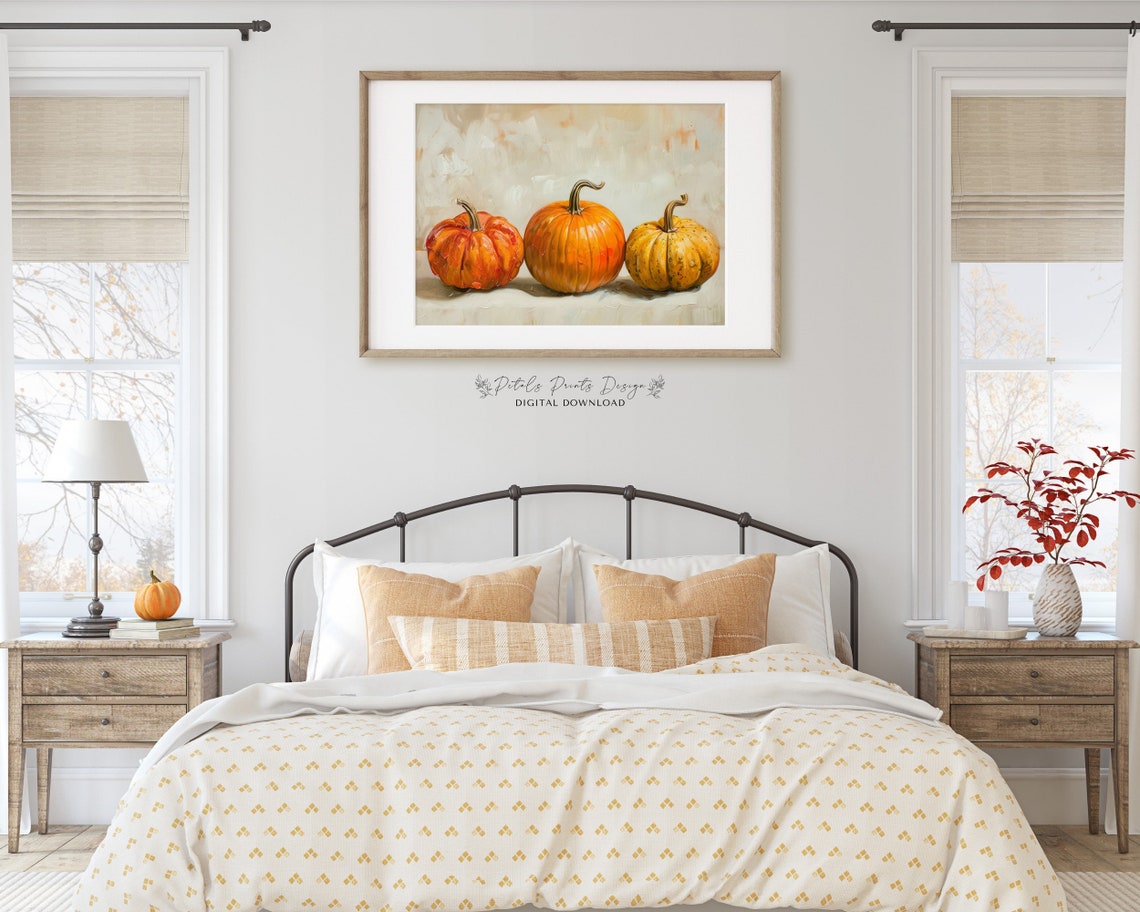 Rustic Heirloom Pumpkin Trio Warty Gourd Impasto Fall Art Print - Image 2