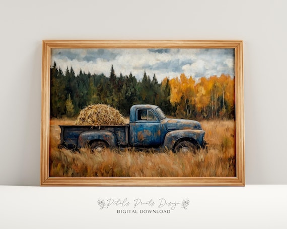 Rustic Autumn Landscape Art Print, Vintage Farmhouse
