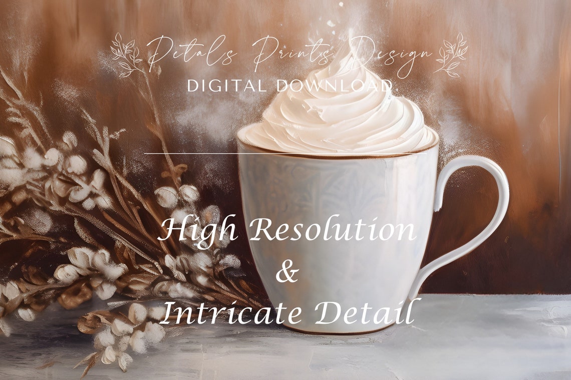 Hot Cocoa Mug with Whipped Cream Willow Branch Still Life Poster - Image 3