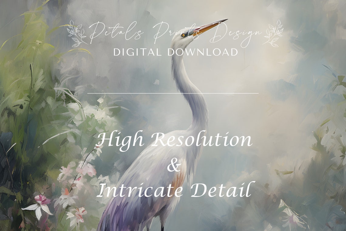 Heron Water Garden Art Vintage Oil Painting Cottagecore Wall Art Decor Farmhouse Print Garden Art Print 2024 - Image 3