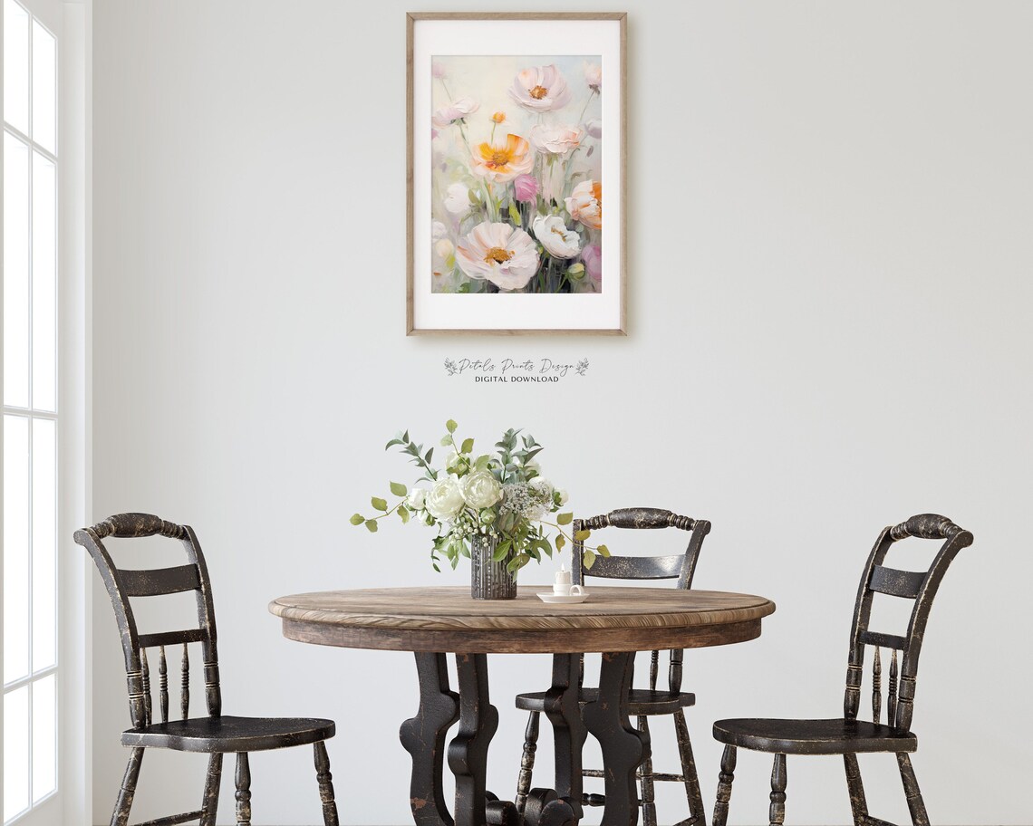 Soft Pastel Poppies Impressionistic Wildflower Meadow Painting Poster - Image 3