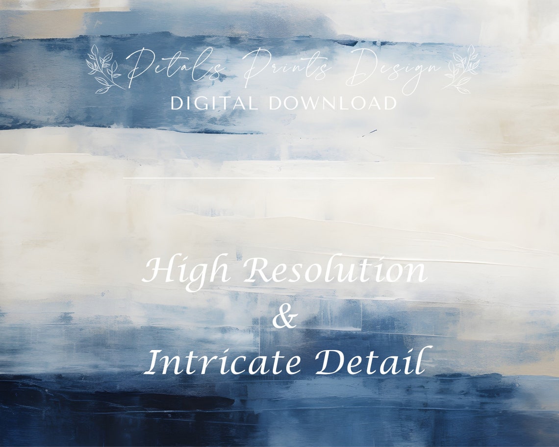 Blue White Horizontal Abstract Waves Modern Coastal Wall Poster - Image 3