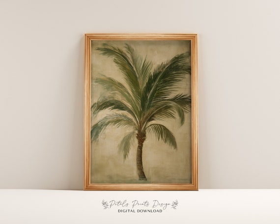 Jungle Trees Decor, Vintage Palm Tree Art Print