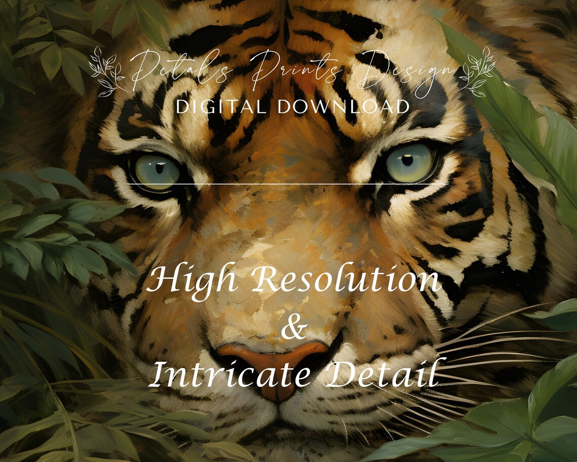 Tiger Portrait Green Eyes Dark Foliage Close Up Wildlife Poster - Image 3