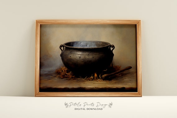 Vintage Witch Halloween Art Print, Rustic Decor