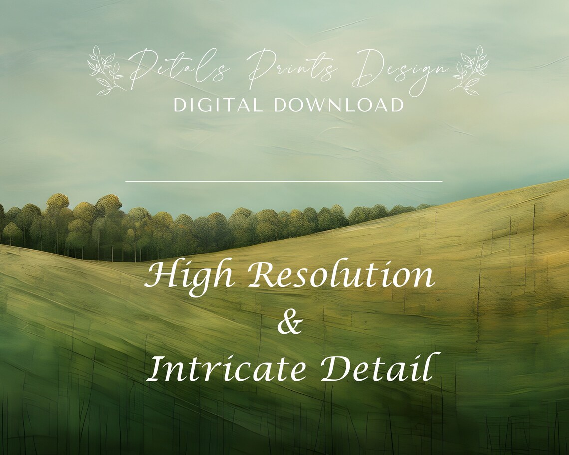 Minimalist Rolling Green Hills Sage Meadow Abstract Landscape Poster - Image 3