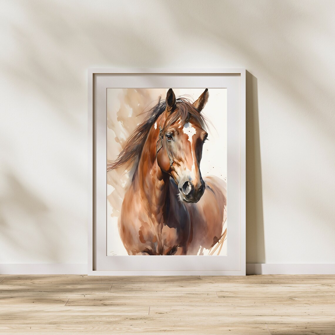Rustic Watercolor Horse Portrait Art Print