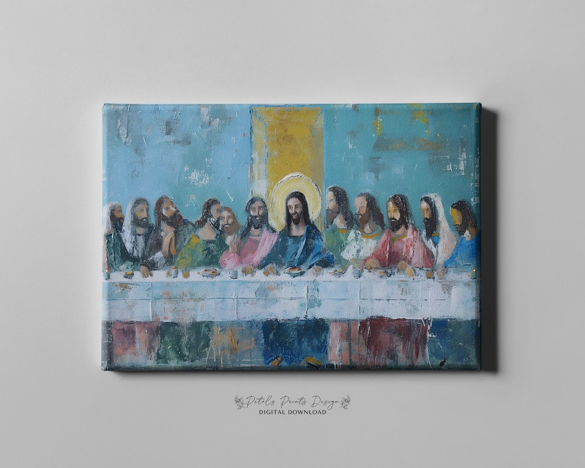 The Last Supper Vintage Bible Wall Art Rustic Christian Wall Art Vintage Easter Print Jesus Art Bible Verse Print - Image 4