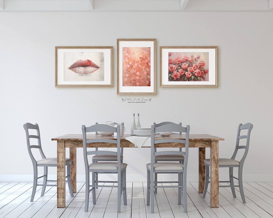 Valentine's Day Gallery Wall Set Romantic Hearts Cupid Roses Poster - Image 4