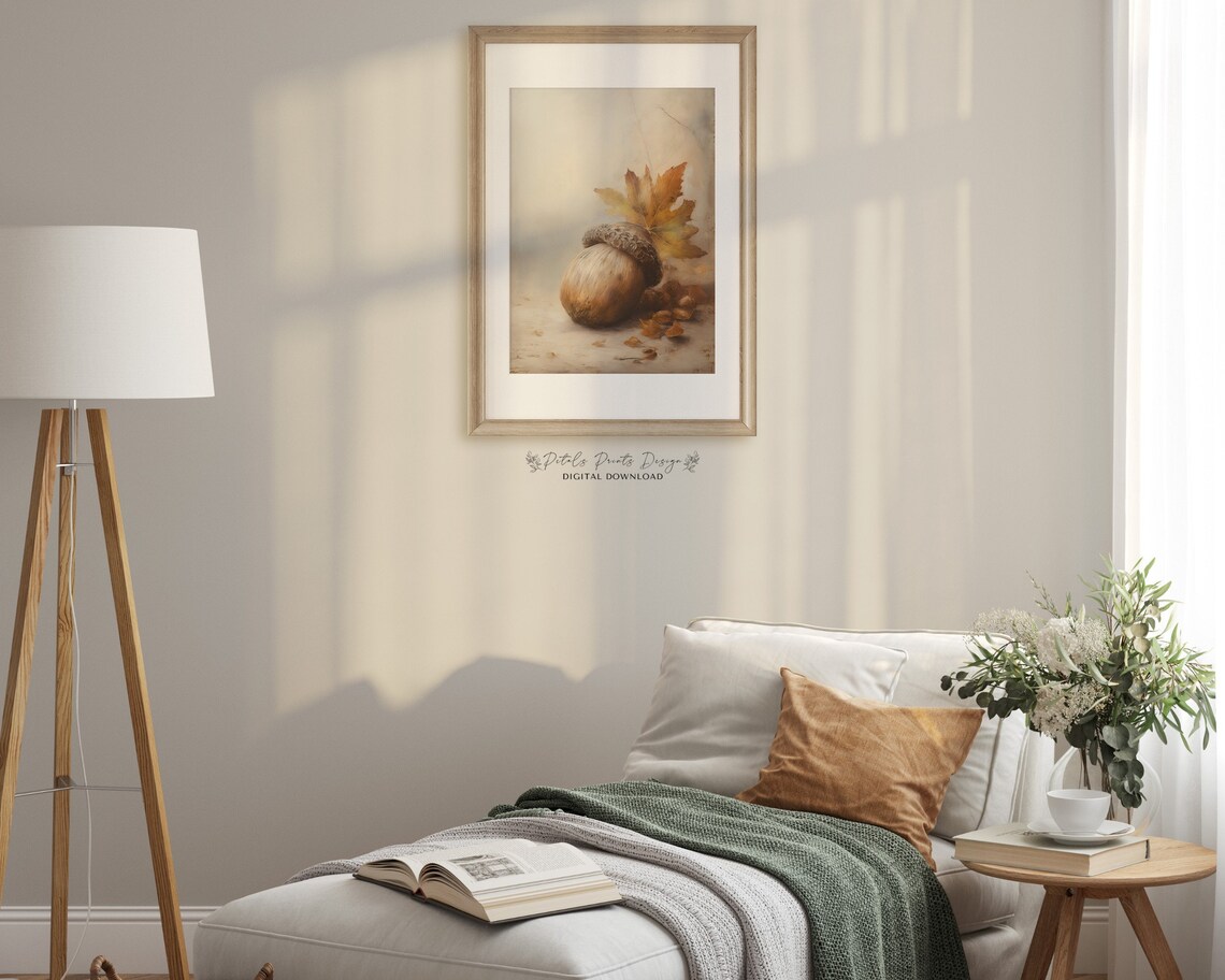 Acorn Still Life Painting, Rustic Fall Art Print - Image 2