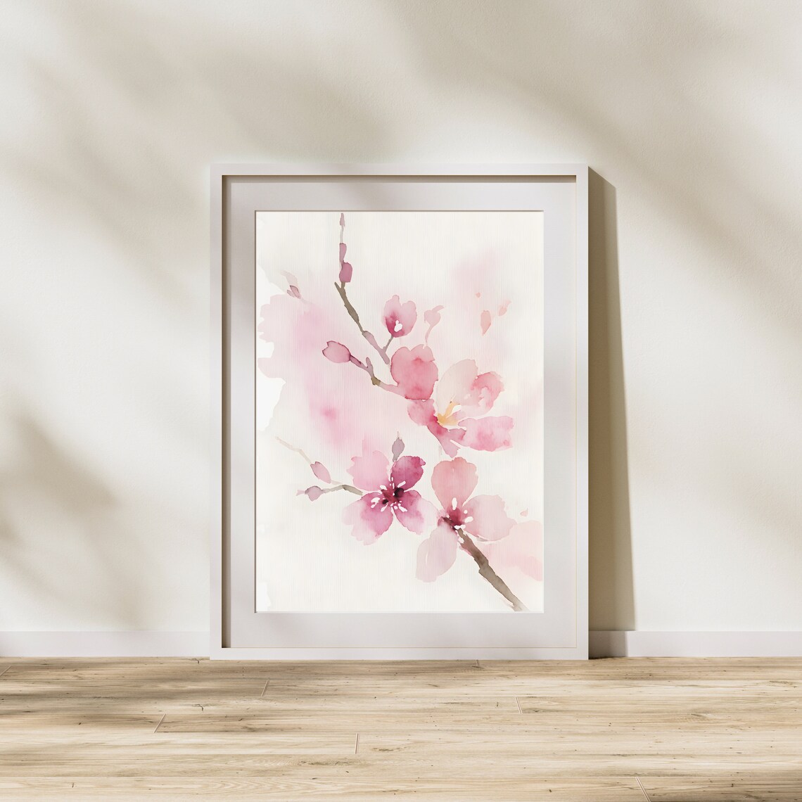 Botanical Cherry Blossom Watercolor Art Print