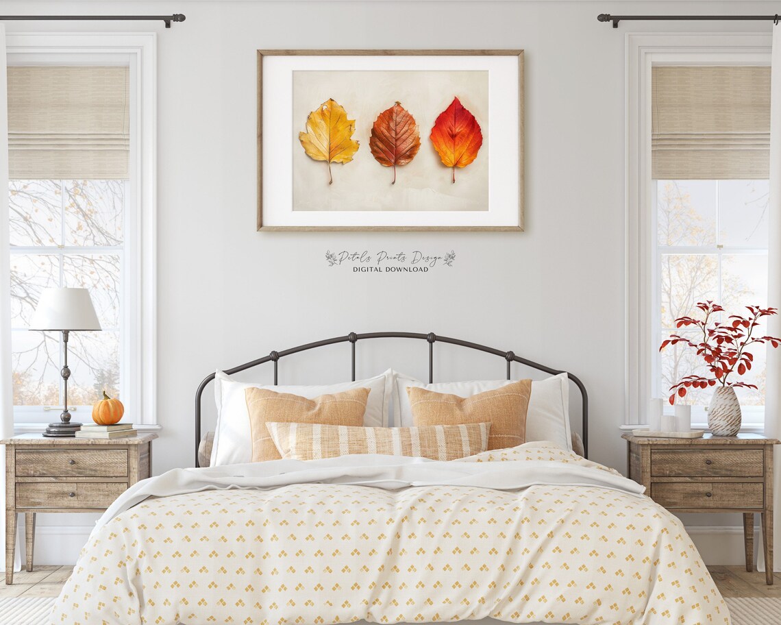 Fall Leaf Still Life Painting, Rustic Vintage Autumn Print - Image 2