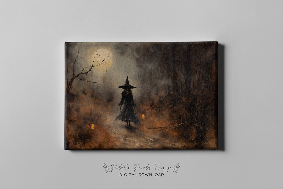 Vintage Witch Halloween Rustic Holiday Poster Print - Image 3