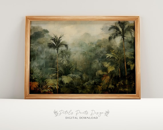 Vintage Jungle Trees Palm Tree Art Print