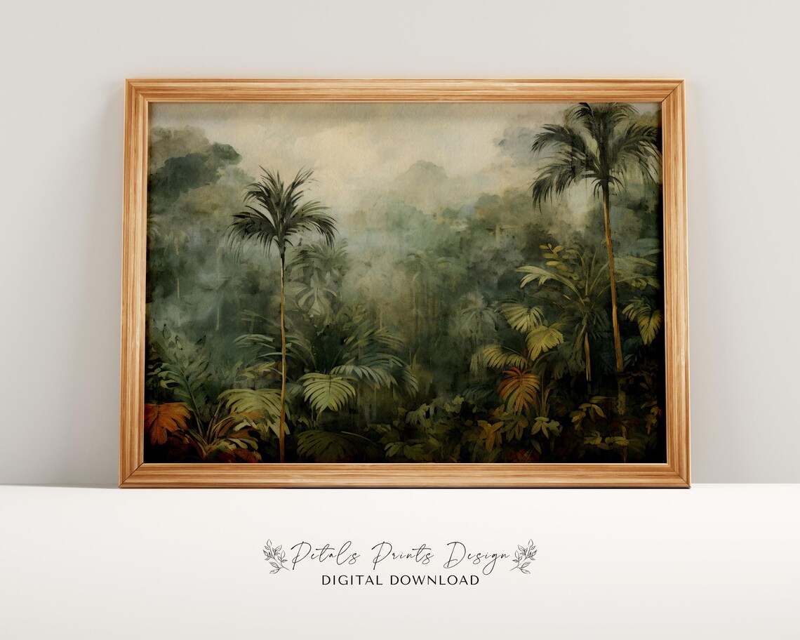 Vintage Jungle Trees Palm Tree Art Print
