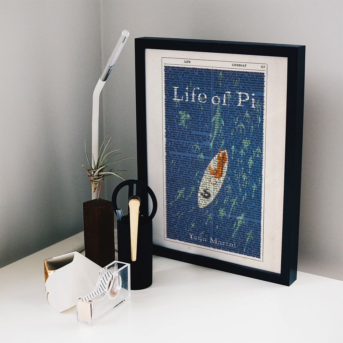 Yann Martel Life Of Pi Tiger Boat Voyage Dictionary Page Art Poster - Image 2