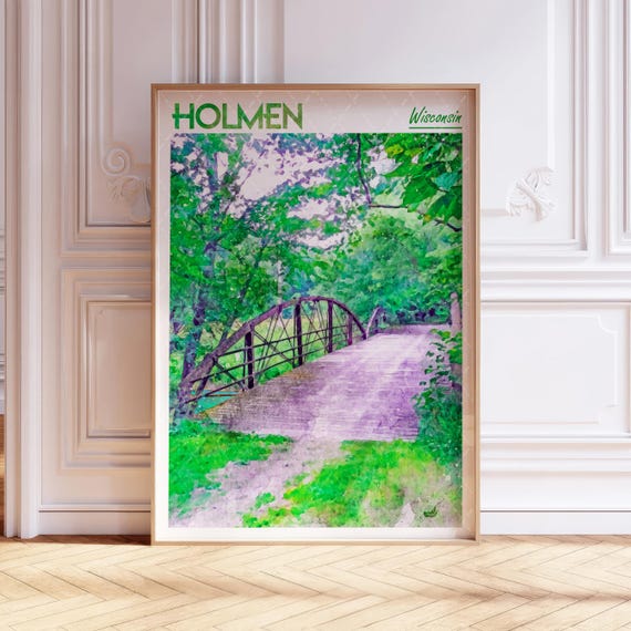 Holmen Watercolor Art Print La Crosse City Wisconsin Usa Travel Poster World Cities Wall Pastel Colors