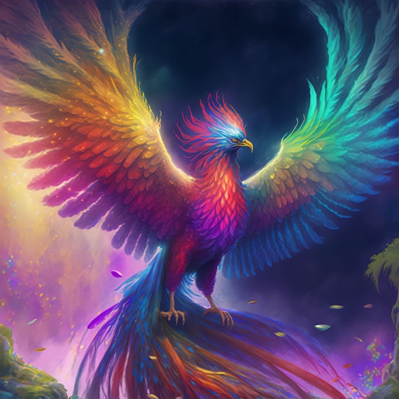 Rainbow Phoenix Fantasy Poster Art