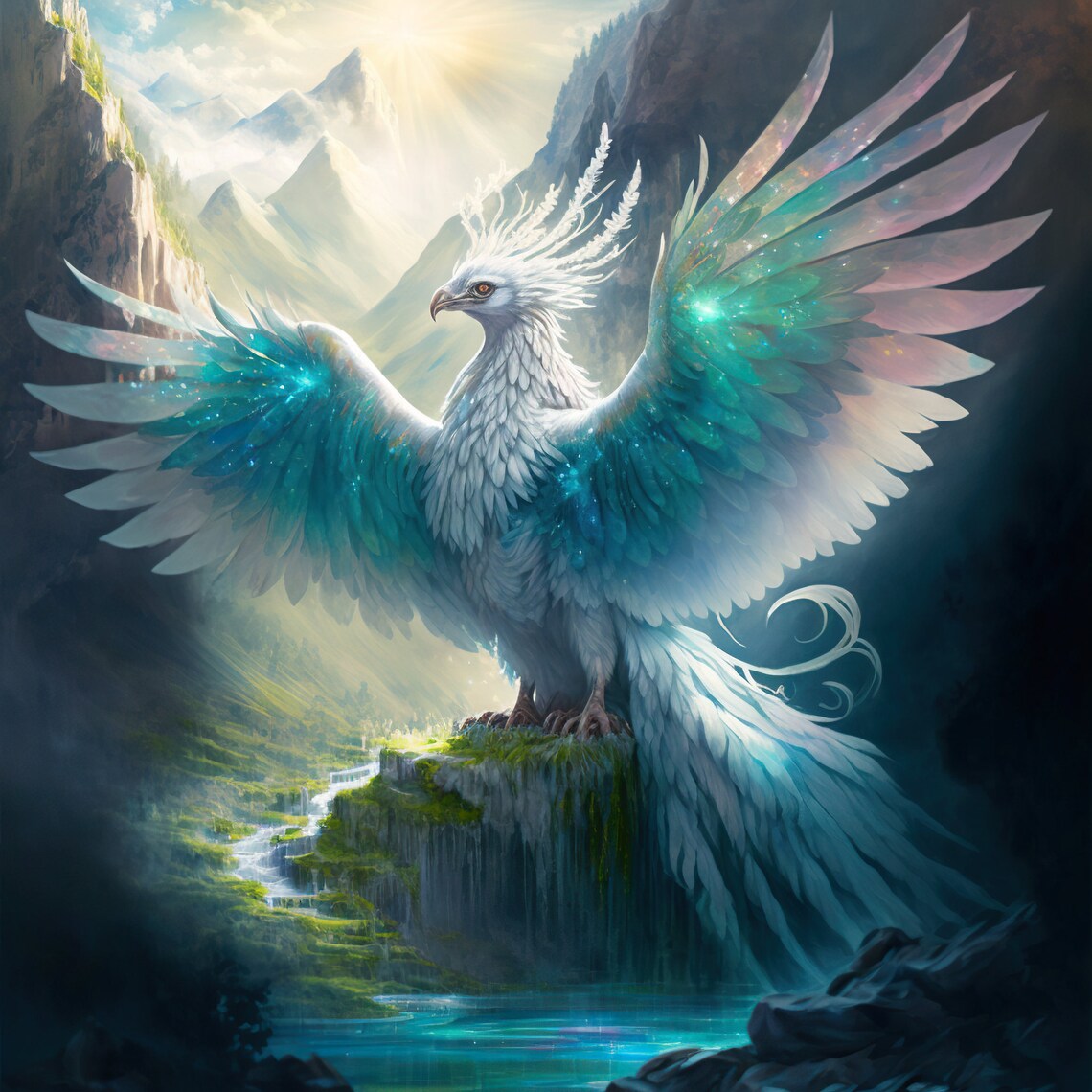 Magic Mountain Phoenix Fantasy Art Print