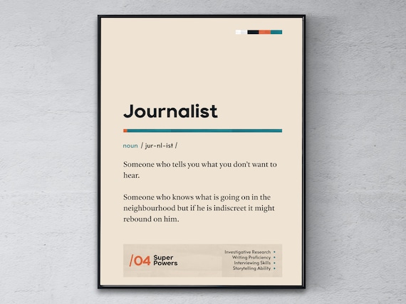 Journalist Definition Funny Reporter Newsroom Gift Wall Decor Poster