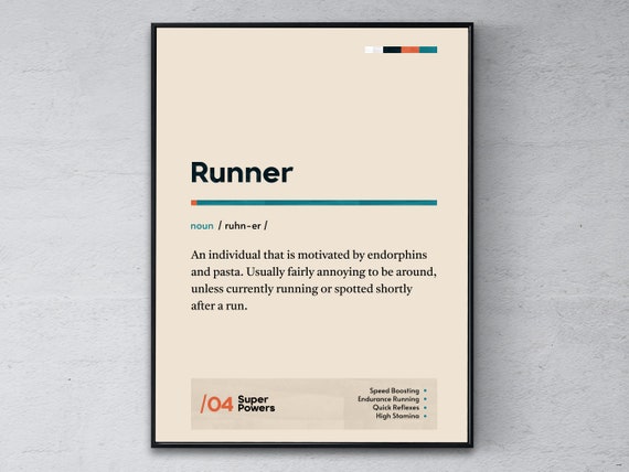 Runner Definition Poster Sprinter Graduation Print Jogger Coworker Wall Art Funny Modern Office Gift