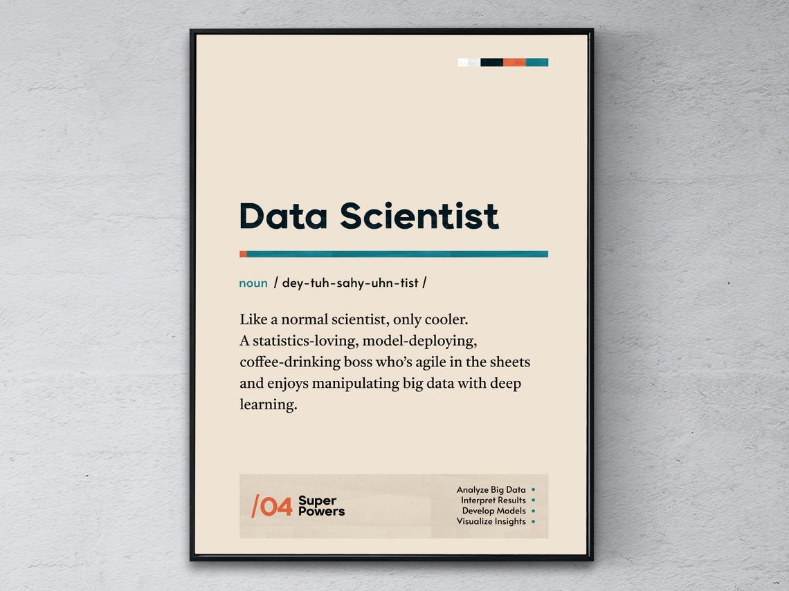 Data Scientist Definition Funny Dictionary Style Office Poster
