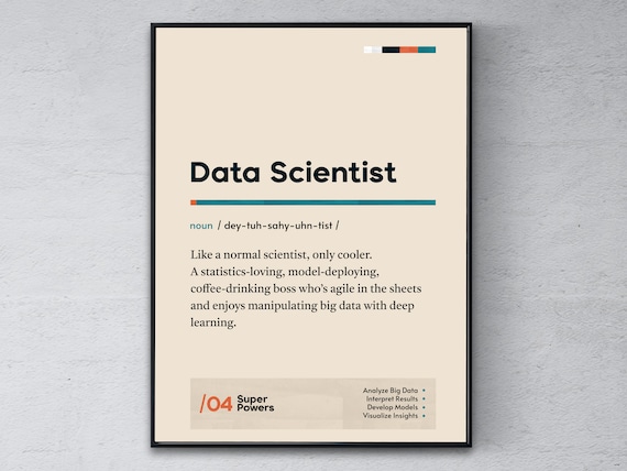 Data Scientist Definition Funny Dictionary Style Office Poster