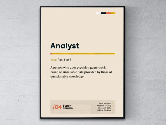 Analyst Definition Poster Funny Modern Office Gift Strategist Coworker Wall Art Researcher Graduation Print
