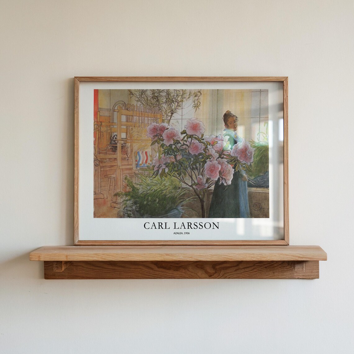 Carl Larsson Azalea 1906 Pink Blossom Portrait Loom Room Art Poster